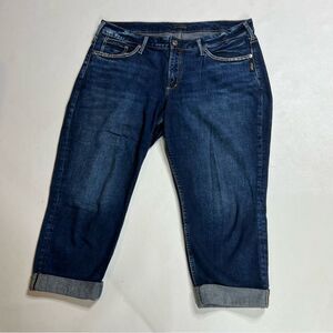 Silver Jeans Dark Blue Boyfriend Capri Jeans